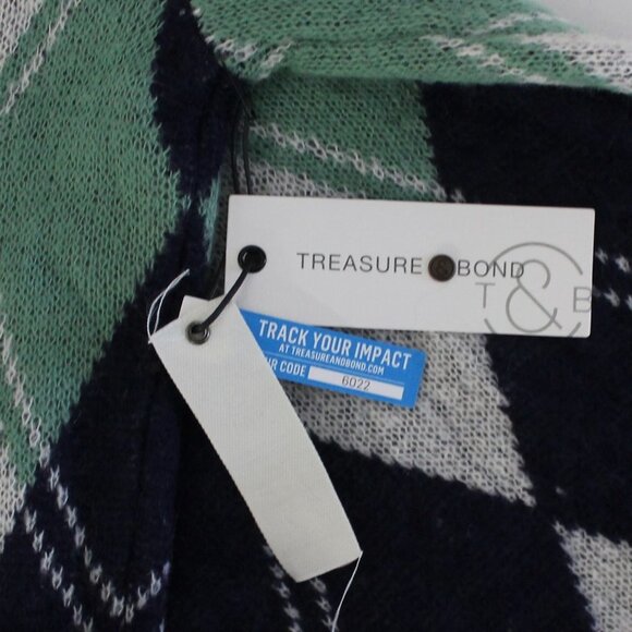 Treasure & Bond Offset Argyle Pullover Sweater Medium - Picture 7 of 7